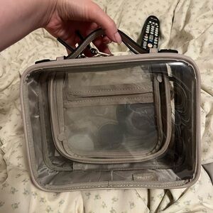 Calpak Medium Clear Cosmetics Case in Stone Color BRAND NEW WITHOUT TAGS